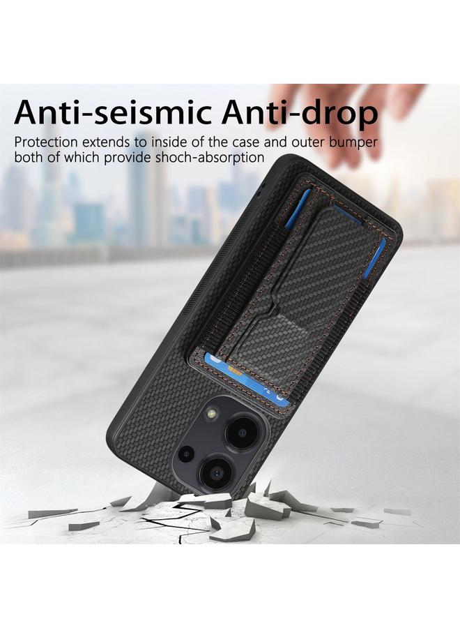 erorex Case For Xiaomi Mi 11 Lite Carbon Fiber Fold Stand Elastic Card Bag Phone Case - Image 3