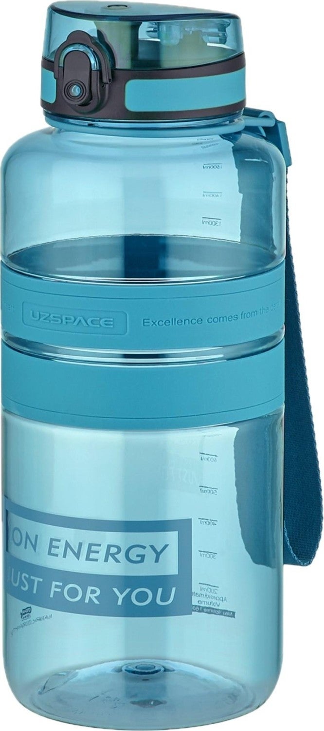 UZSPACE زجاجة مياه تريتاني 1500 مل 1.5 لتر بحجم ميجا ألوان متجددة  - Image 1