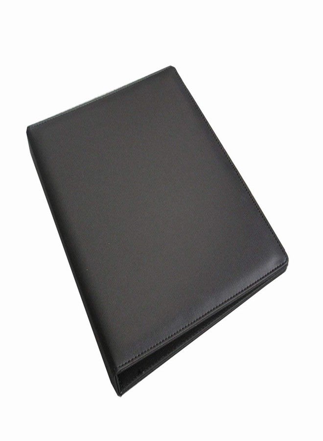 KINGFOM A4 Faux Leather Padfolio Ring Binder Business File Folder Document Holder with Card Holder (3 Ring Binder Black) - Image 5