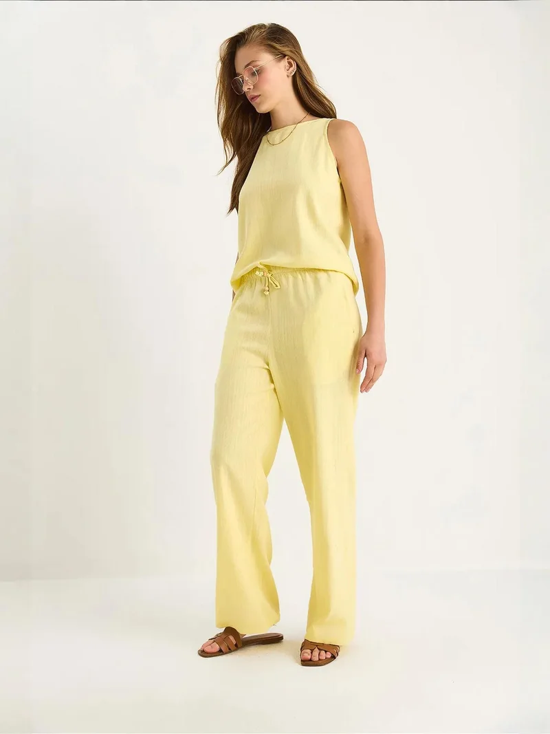 Others - invalid brand LUCCI High Waist Sleeveless Linen Blended Two-Piece Set