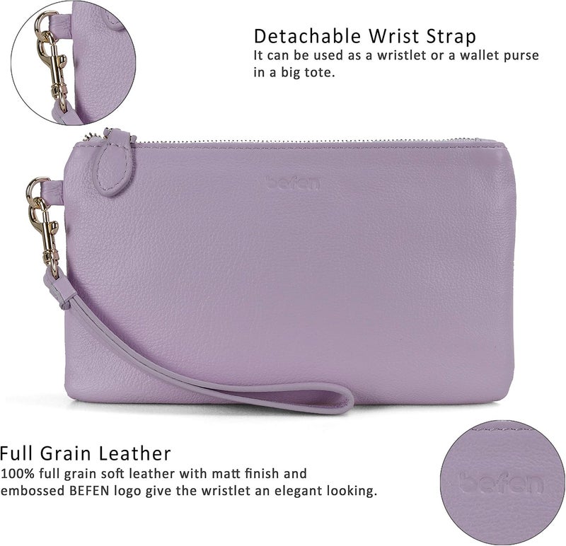befen Genuine Leather Wristlet Clutch RFID Blocking Bag Cell Phone Wallet Purse Wristlet Wallet Purses and Handbags for Women - Image 3