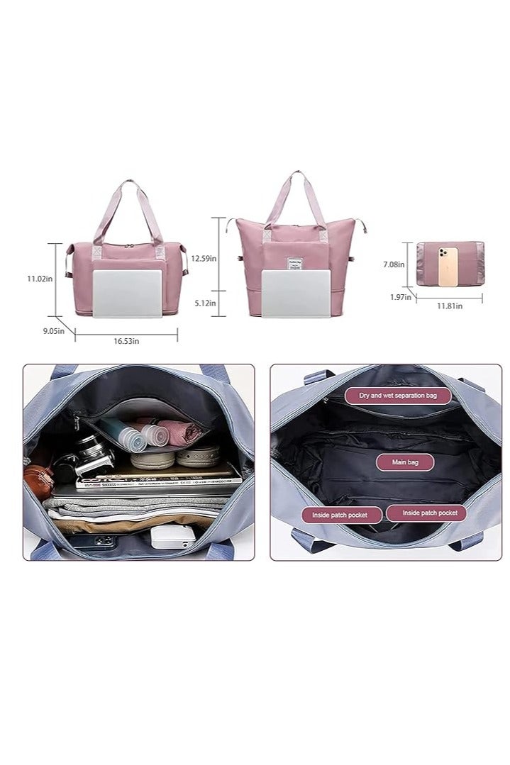 HONGFU Large Capacity Foldable Expandable Lightweight Waterproof Oxford Cloth Travel Bag - Black - Image 3