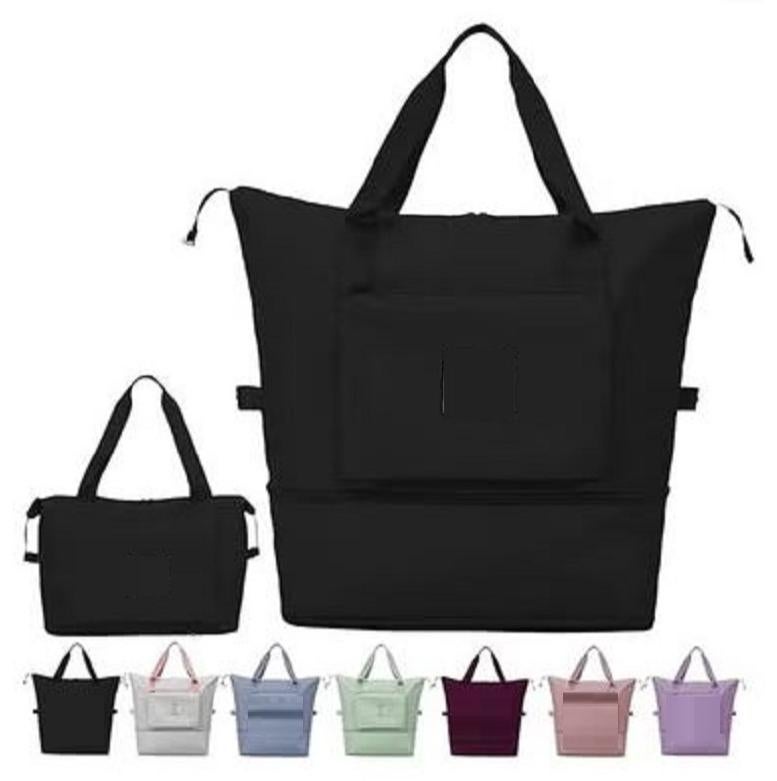 HONGFU Large Capacity Foldable Expandable Lightweight Waterproof Oxford Cloth Travel Bag - Black - Image 1