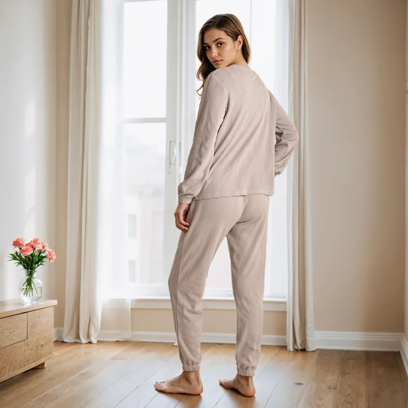 Splash FAV  Waffle Textured Pyjama Set for Women | Best Price UAE