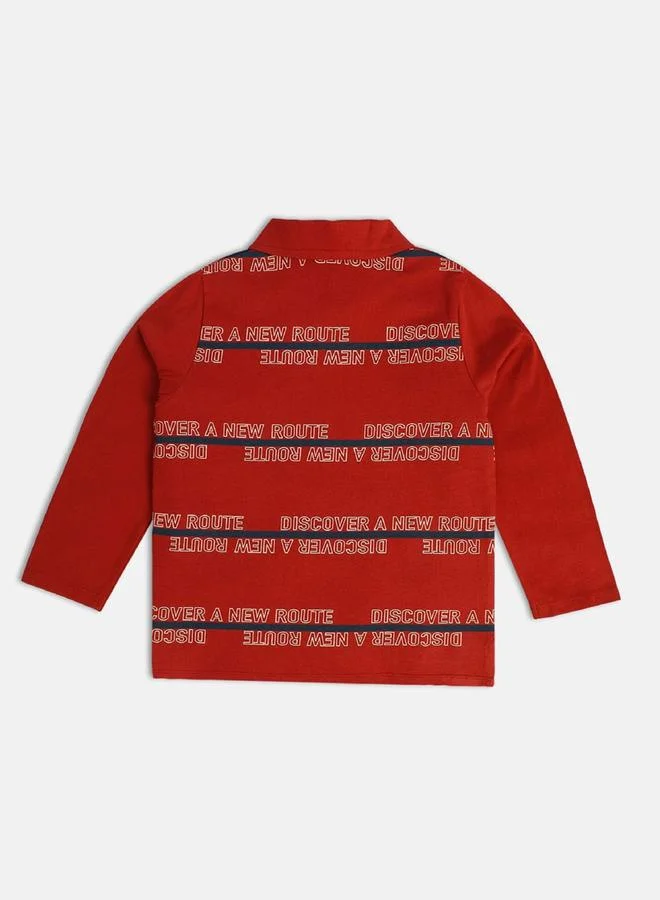 MINIKLUB Boys Printed Long Sleeve Polo T-Shirt