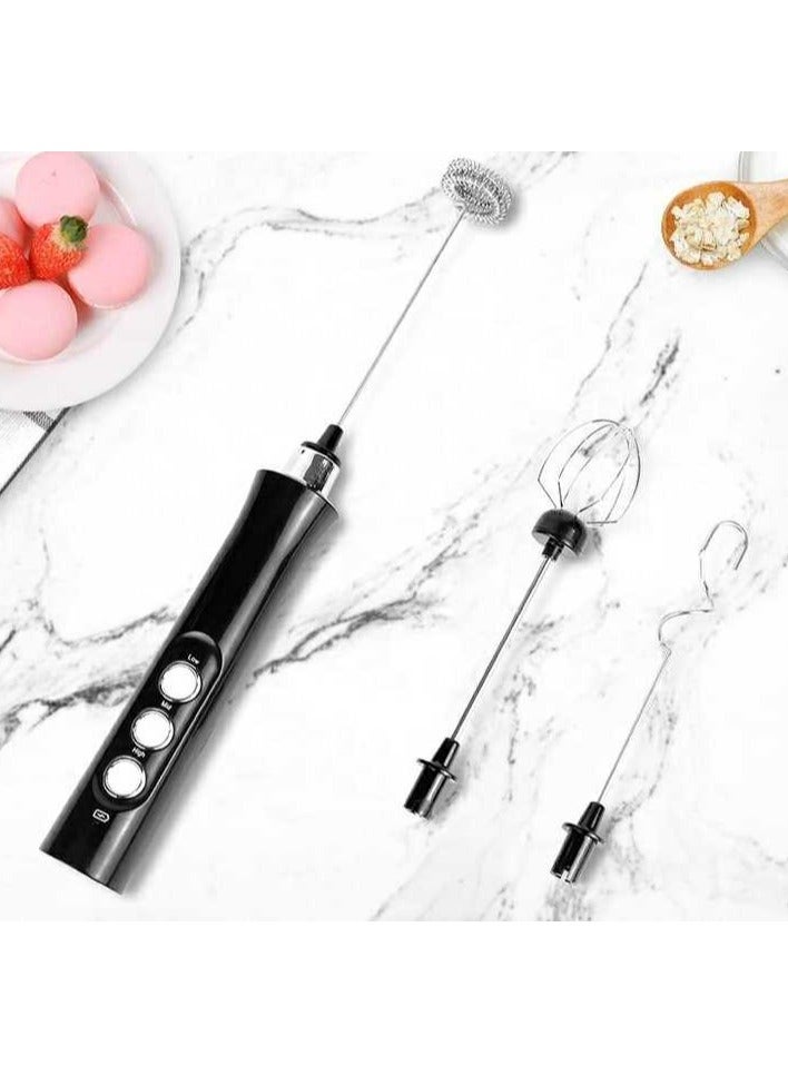 بيوينتي صانع رغوة الحليب الاحترافي، 3 مستويات سرعة، USB لإعادة شحن رغوة الحليب، صانع رغوة الحليب من الفولاذ المقاوم للصدأ مع حامل - Image 2