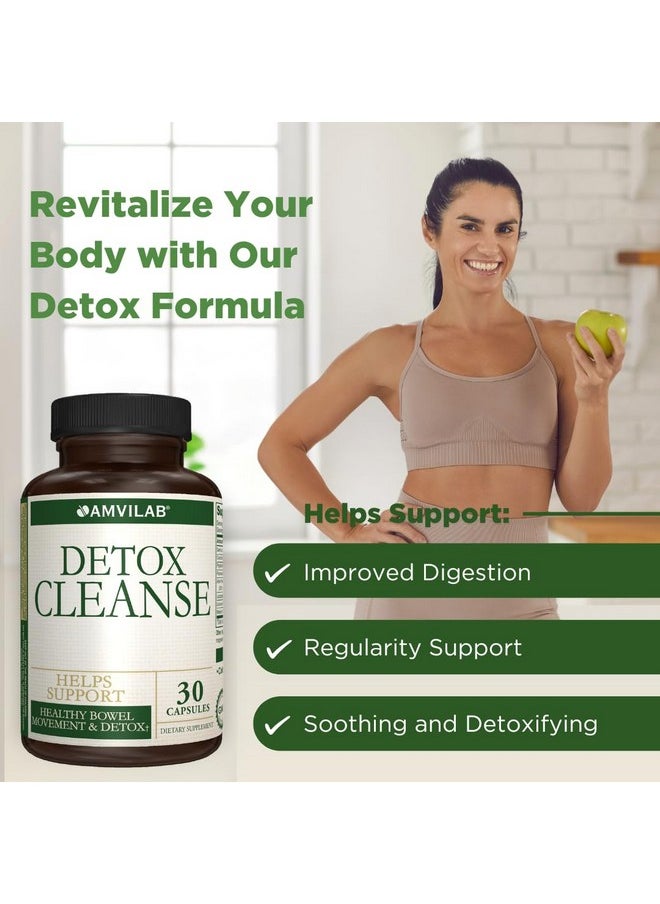 AMVILAB - AMVILAB - Detox Cleanse - Colon Detox - Supports Healthy Bowel Movement & Detox - Gut & Colon Detox Cleanse - Natural Laxative for Constipation - Reduce Bloating - Dietary Supplement - 30 Capsules - Image 1