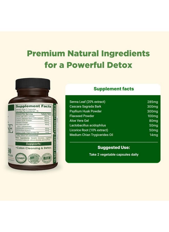 AMVILAB - AMVILAB - Detox Cleanse - Colon Detox - Supports Healthy Bowel Movement & Detox - Gut & Colon Detox Cleanse - Natural Laxative for Constipation - Reduce Bloating - Dietary Supplement - 30 Capsules - Image 1