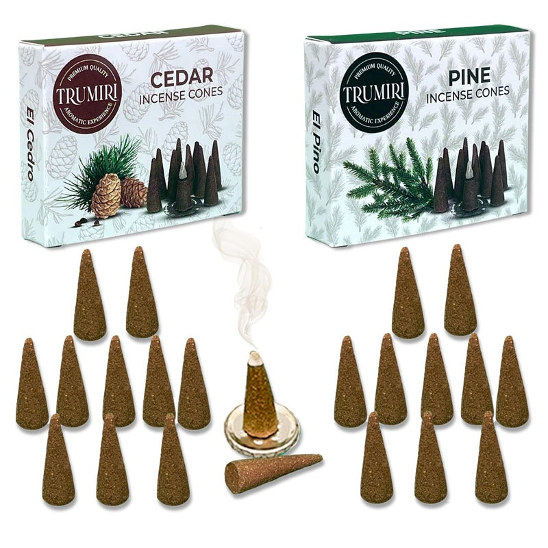 TRUMIRI Incense Cones  Combo Pack of 20 Cone Incense  10 Cedar  10 Pine  Insence Cones  Incense Cones Scented  Cone Incense Scents  Insense Cones  Incent Cone