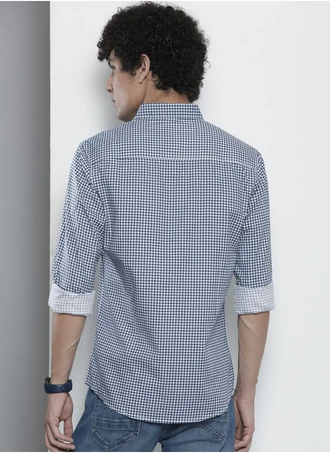 شركة المرآب الهندية Men Regular Fit Checkered Full Sleeves Cutaway Collar Casual Shirt