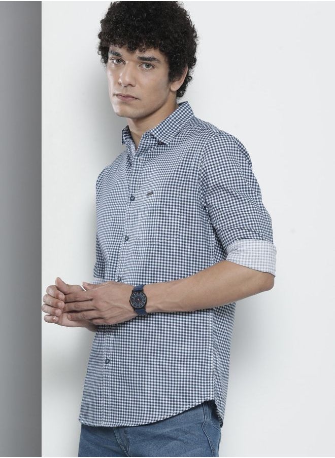 The Indian Garage Co Men Regular Fit Checkered Full Sleeves Cutaway Collar Casual Shirt  - Image 3