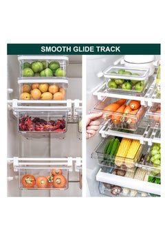 KASTWAVE Small Fridge Drawer Organizer, Mini Refrigerator Drawers Storage Box,  Fit for Fridge Shelf Under, Pull Out Refrigerator Storage Drawers for Food, Drinks, Dividers Are Removable, 0.6" (4-grid)  - Image 1
