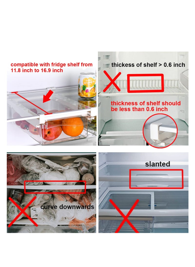 KASTWAVE - Small Fridge Drawer Organizer, Mini Refrigerator Drawers Storage Box,  Fit for Fridge Shelf Under, Pull Out Refrigerator Storage Drawers for Food, Drinks, Dividers Are Removable, 0.6" (4-grid) - Image 1