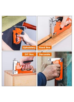 Excefore Heavy Duty Staple Gun 3 in 1 Upholstery Staple Nail Steel Gun with 600 Staples, Manual Brad Nailer Power Adjustment Stapler Gun for Wood, Crafts, Carpentry, Decoration DIY  - Image 2