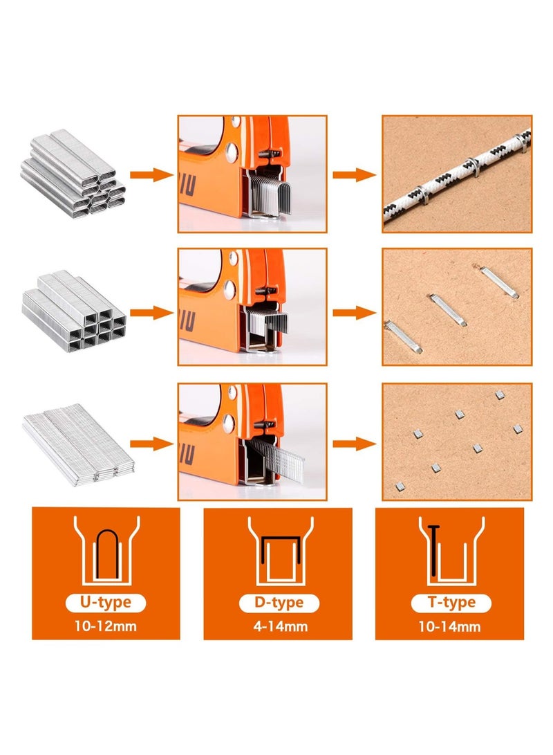 Excefore Heavy Duty Staple Gun 3 in 1 Upholstery Staple Nail Steel Gun with 600 Staples, Manual Brad Nailer Power Adjustment Stapler Gun for Wood, Crafts, Carpentry, Decoration DIY  - Image 3