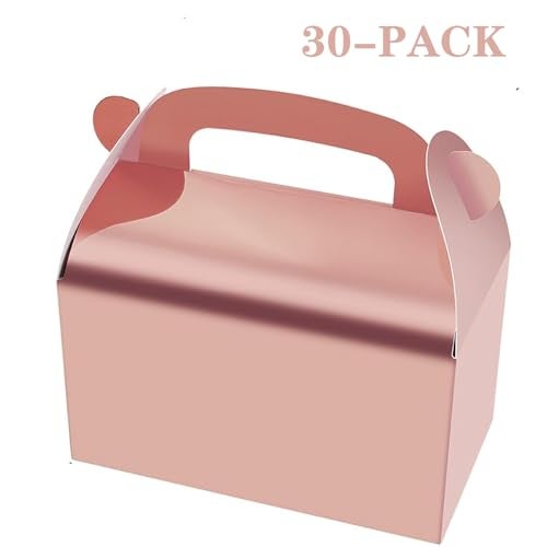 Oletx 30-Pack Rose Gold Party Favor Treat Boxes, Goodie Gable Paper Gift Boxes with Handles. Perfect for Wedding, Birthday, Graduation, Babyshower - Image 5