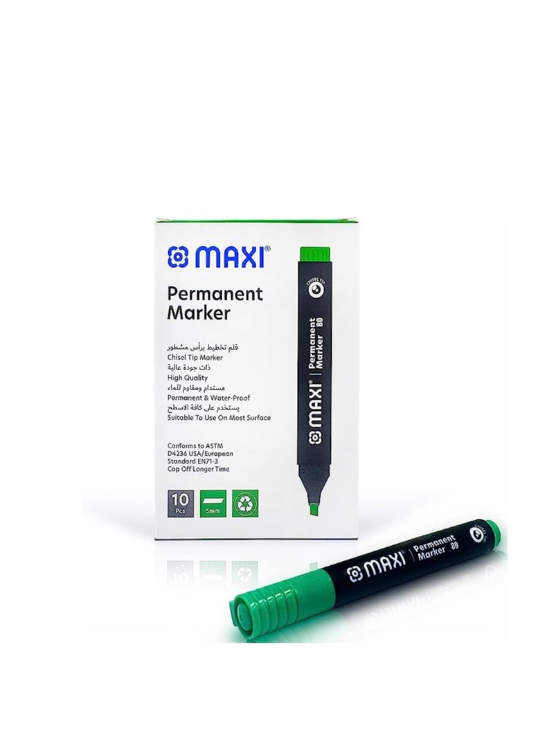 Generic Maxi Maxi Permanent marker with Chisel tip 10pc Green