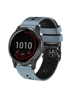Replacement Strap For Garmin vivoactive 4 22mm Perforated Two-Color Silicone Watch Band Blue+Black