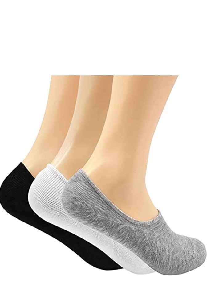 Women’s Low Cut Non Slip No Show Socks, Women's No Show Socks with Reinforced Toe Non Slip Thin Invisible Flat Boat Liner Low Cut Cotton (3 Pairs)