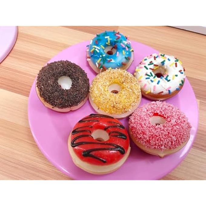 FUIN 6 pcs Fake Donut, Artificial Donut for Display, Donut Stress Ball, High Simulation Artificial Dummy Foods, Studio Photo Prop DIY Decoration Accessories, Donut Decompression Toy for Adults Kids - Image 1