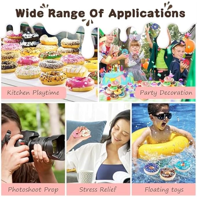 FUIN 6 pcs Fake Donut, Artificial Donut for Display, Donut Stress Ball, High Simulation Artificial Dummy Foods, Studio Photo Prop DIY Decoration Accessories, Donut Decompression Toy for Adults Kids - Image 5