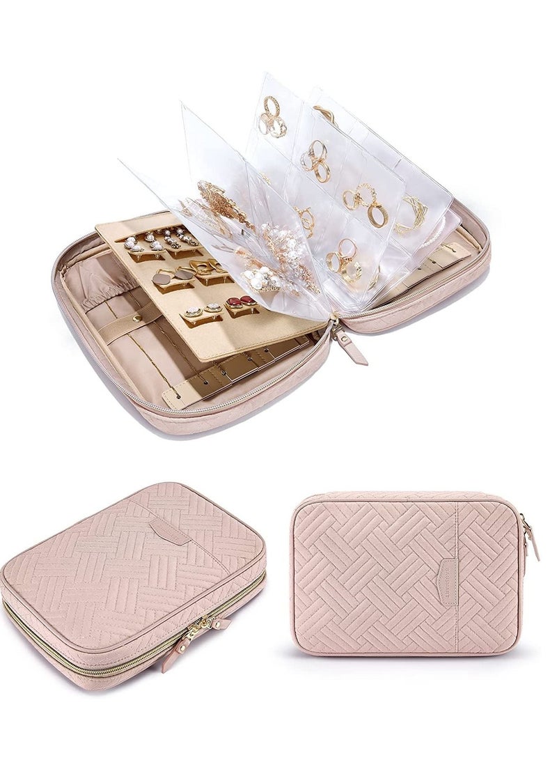 MIXDE Jewelry Travel Organizer Travel Organizer Case Transparent Jewelry Storage Book Ring Binder Jewelry Bags Clear Booklet Zipper Pouch Bag for Necklaces, Earrings, Rings, Bracelets - Image 1