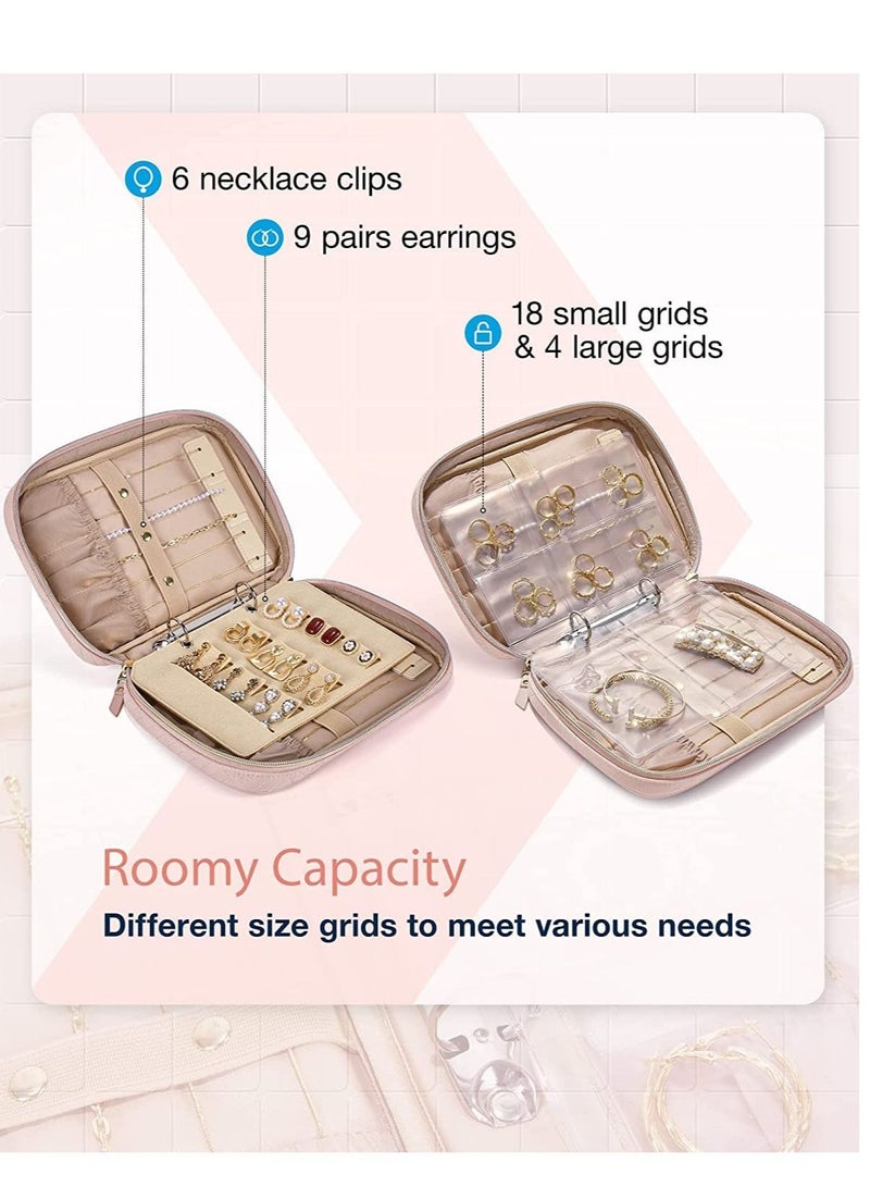 MIXDE Jewelry Travel Organizer Travel Organizer Case Transparent Jewelry Storage Book Ring Binder Jewelry Bags Clear Booklet Zipper Pouch Bag for Necklaces, Earrings, Rings, Bracelets - Image 2