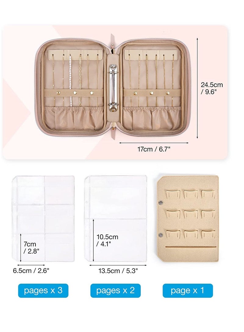 MIXDE Jewelry Travel Organizer Travel Organizer Case Transparent Jewelry Storage Book Ring Binder Jewelry Bags Clear Booklet Zipper Pouch Bag for Necklaces, Earrings, Rings, Bracelets - Image 4