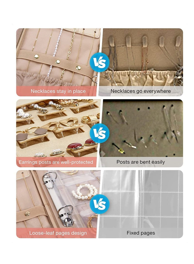 MIXDE Jewelry Travel Organizer Travel Organizer Case Transparent Jewelry Storage Book Ring Binder Jewelry Bags Clear Booklet Zipper Pouch Bag for Necklaces, Earrings, Rings, Bracelets - Image 3