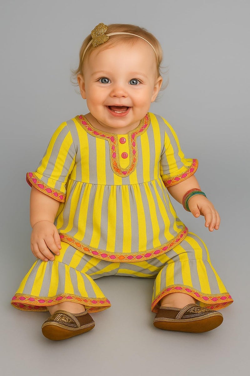 A.T.U.N. (ALL THINGS UBER NICE) Baby Girls Printed Kurti and Sharara Set | Stylish Clothing Set - Image 2