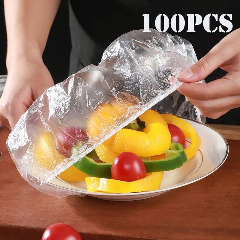 Doville Doville fresh keeping bags100 Pcs Reusable Elastic Food Storage Covers with Stretch Adjustable Bowl Lids Universal Kitchen Wrap Seal Bags for Cover Food Vegetables Fridge Storage Pack of 1  - Image 2