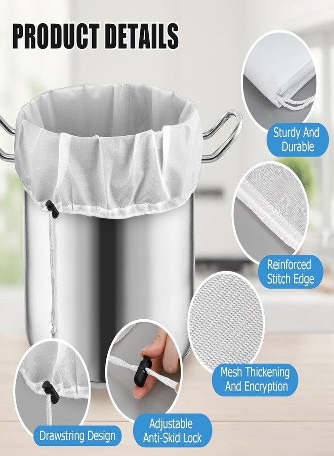 Ancable 3-Pack Brew Bags, 250 Micro Extra Large Reusable Straining Bag, 26 x 22 Inch Adjustable Drawstring Brewing Mesh Bag for Home Brewing Hops Grains Fruit Wine Beer Making Brew in a Bag Supplies - Image 3