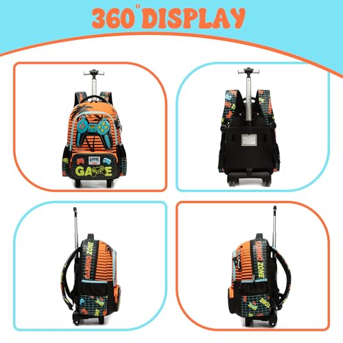 Meetbelify Boys Rolling Backpack with Wheels for Elementary Preschool Students Kids Travel Luggage Carry on Backpack for Boys Ages 6-8 - Image 3