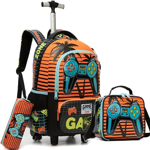 Meetbelify Boys Rolling Backpack with Wheels for Elementary Preschool Students Kids Travel Luggage Carry on Backpack for Boys Ages 6-8 - Image 1