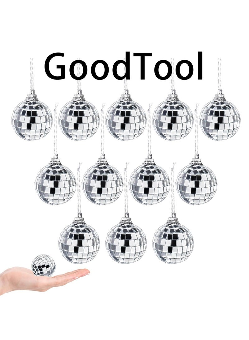 GoodTool 12pcs Mini Mirror Disco Ball Decorations Ball Reflective Mirror Balls with Hanging String 3cm Silver Glitter Ball Hanging Ball for Parties Weddings Family Party Decoration - Image 1