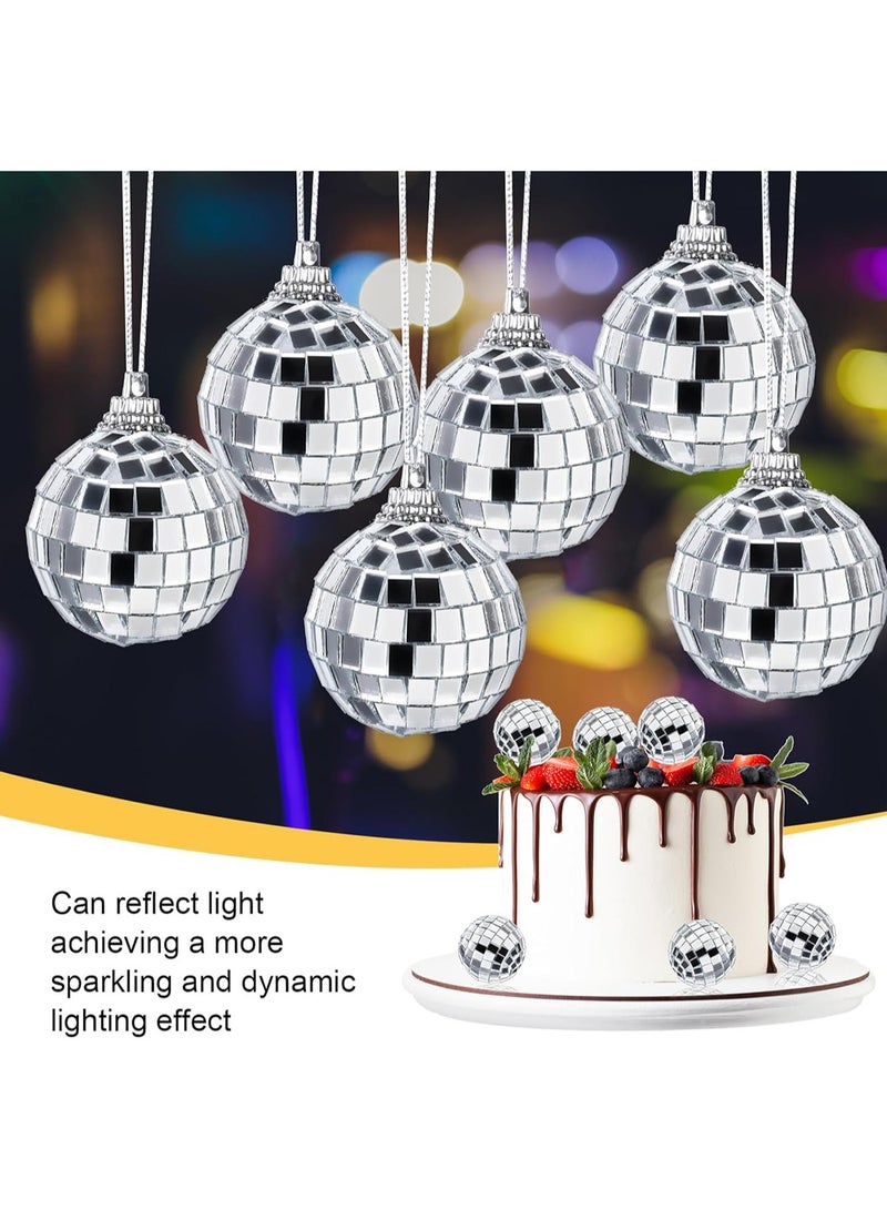 GoodTool 12pcs Mini Mirror Disco Ball Decorations Ball Reflective Mirror Balls with Hanging String 3cm Silver Glitter Ball Hanging Ball for Parties Weddings Family Party Decoration - Image 5