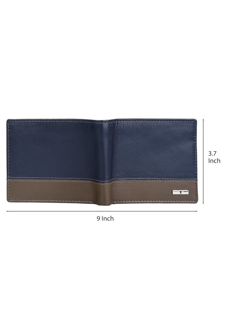 URBAN FOREST Seattle Blue/Taupe Leather Wallet for Men - Image 5