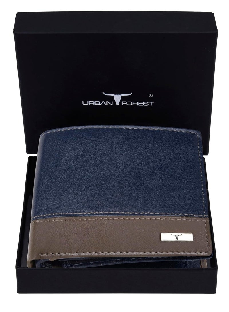 URBAN FOREST Seattle Blue/Taupe Leather Wallet for Men - Image 2