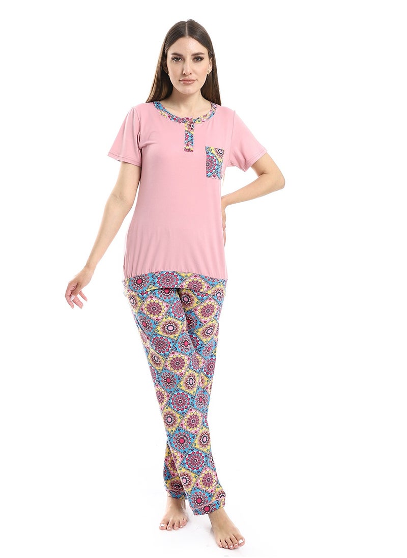 Caesar Women Pajama Set With Half Sleeves And Printed Photo  - Image 1