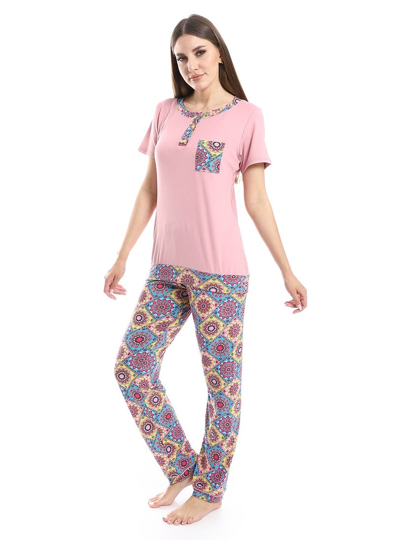Caesar Women Pajama Set With Half Sleeves And Printed Photo  - Image 2