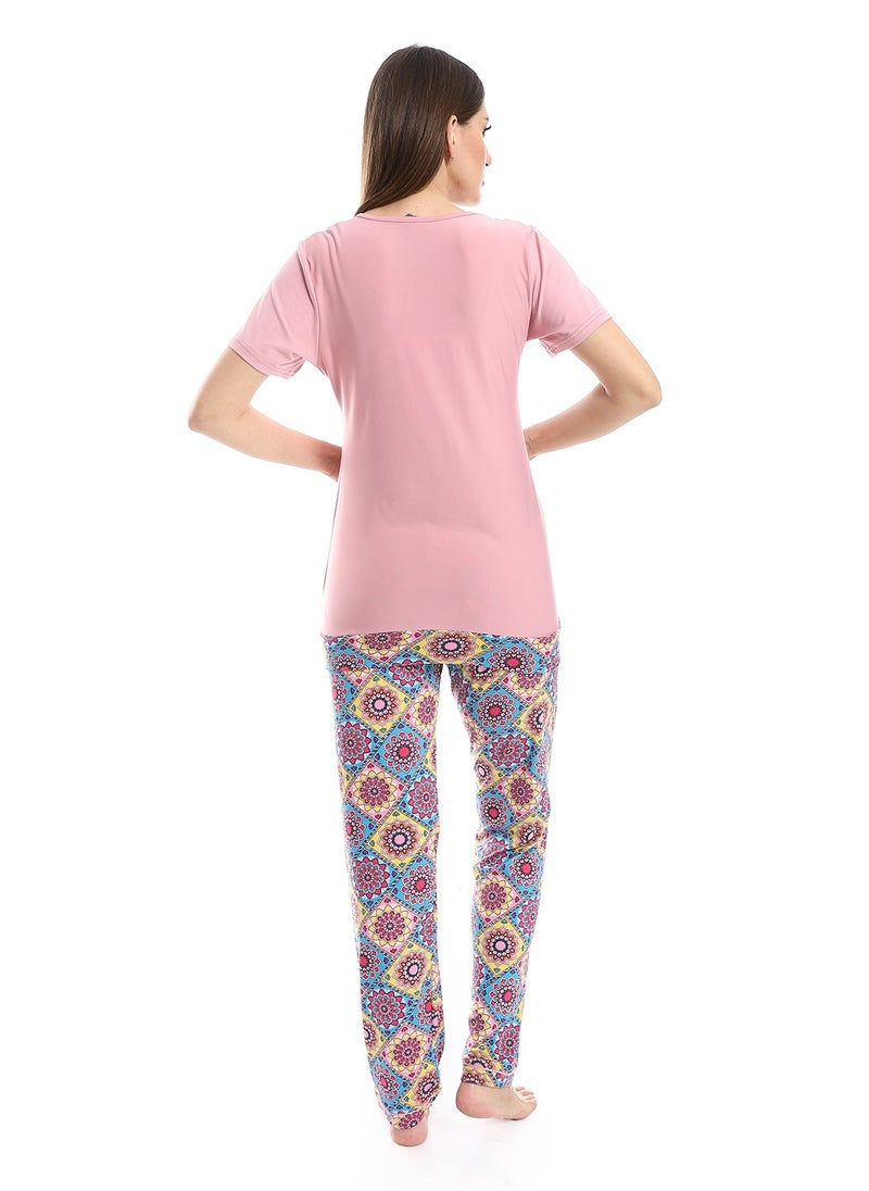 Caesar Women Pajama Set With Half Sleeves And Printed Photo  - Image 4