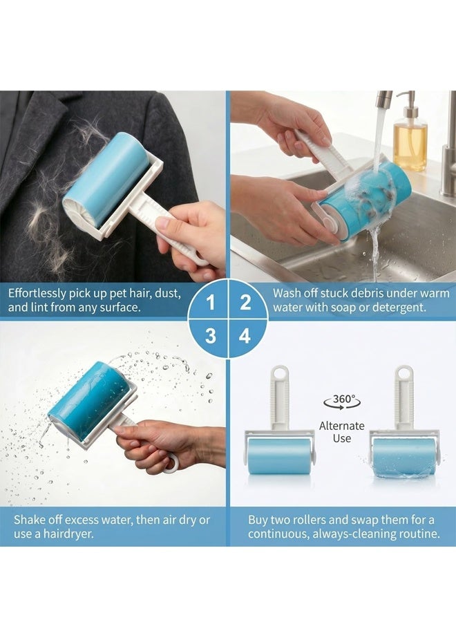 Washable Reusable Lint Roller, Large & Mini Pet Hair Remover with Cover for Clothes Car Seats - Image 3