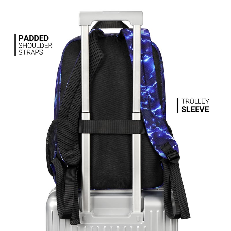 ZORFIN 26L Backpack for College, and Travel: Water Resistant Bookbag - Blue Lightning - Image 5