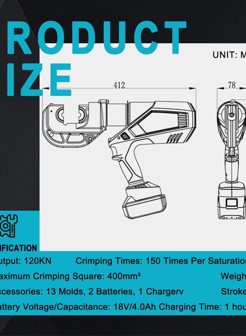 GGOOT Hydraulic Wire Battery Cable Lug Terminal Crimping Tool - with 13 Dies, Wire Swaging Tool for Cable Railing Hardware - Image 3