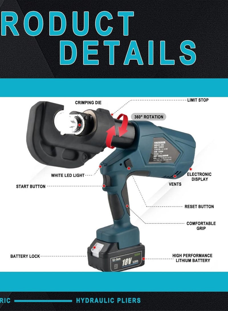 GGOOT Hydraulic Wire Battery Cable Lug Terminal Crimping Tool - with 13 Dies, Wire Swaging Tool for Cable Railing Hardware - Image 2
