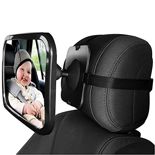 ZogeeZ XL Baby Car Mirror, Safety Car Seat Mirror for Rear Facing Infant with Wide Crystal Clear View, Fits on Headrest Shatterproof, Fully Assembled - Image 1