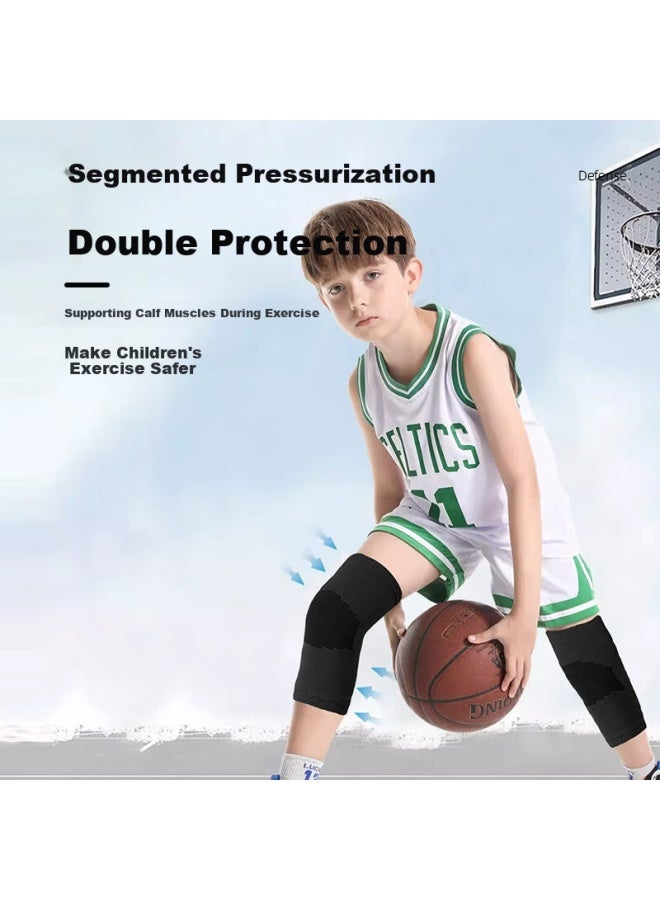 Chidong Professional Children's Sports Knee And Elbow Pads, Basketball Running Roller Skating Knee Football Anti-fall Joint Protectors, Black Size S - Image 1