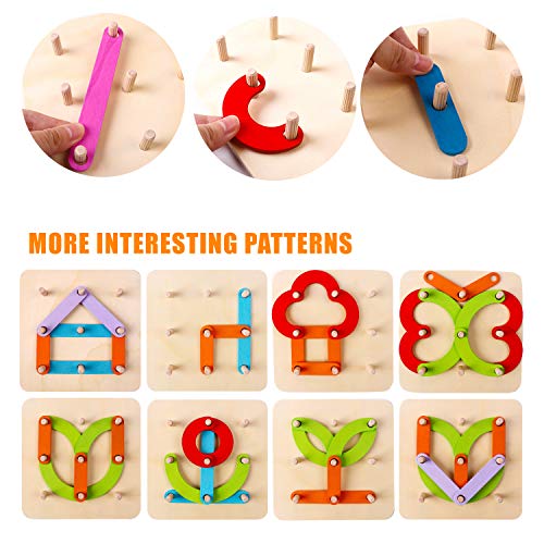 kizh Wooden Letter and Number Construction Activity Set Educational Preschool Toys Shape Color Recognition Pegboard Sorter Set Board Blocks Stack Sort for Toddler Kids Boys Girls Toy - Image 4