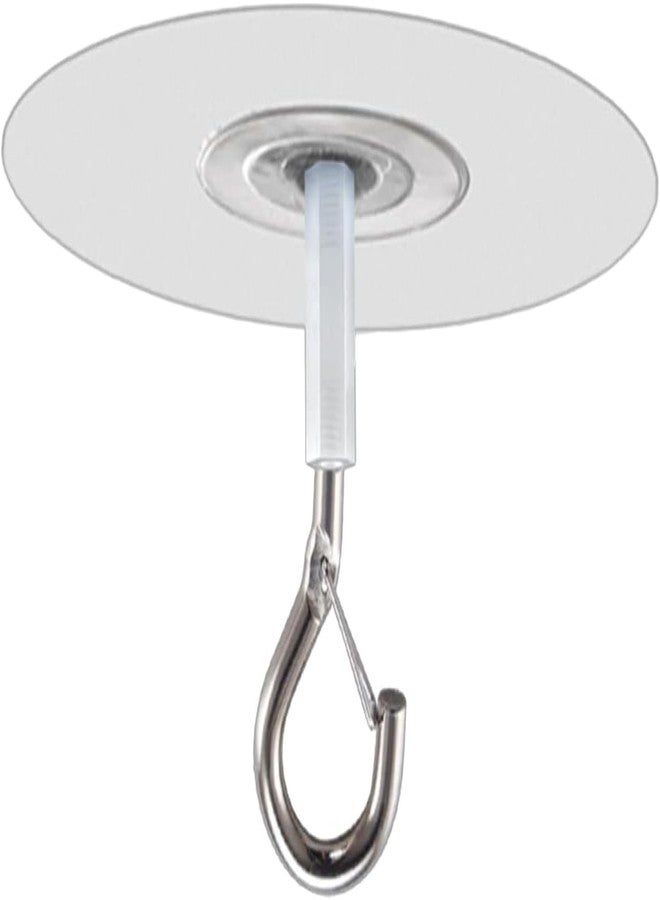 WLngtv 1Pc Silver Adhesive Ceiling Hook - Weight-Bearing Stick-On, Sticky Ceiling Hook | Drill Free Hanging with Safety Clasp, Water Resistant of Plants Chimes - Image 1