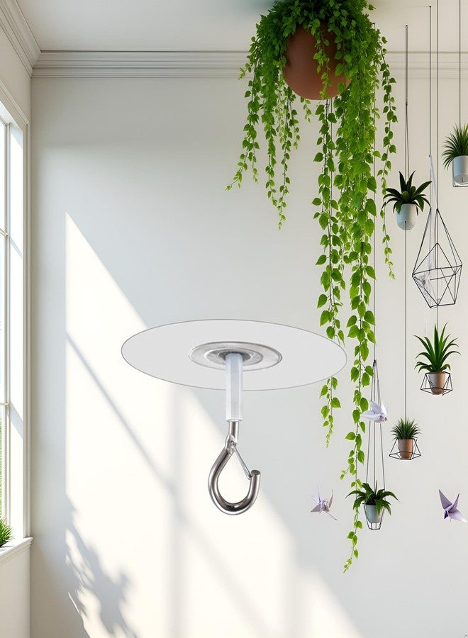 WLngtv 1Pc Silver Adhesive Ceiling Hook - Weight-Bearing Stick-On, Sticky Ceiling Hook | Drill Free Hanging with Safety Clasp, Water Resistant of Plants Chimes - Image 4